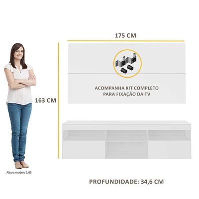 Rack Com Painel E Suporte Tv 65" Multimóveis V3112 Branco