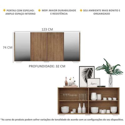 Aparador Buffet 4 Portas Multimóveis V3557 Rustic/Natural
