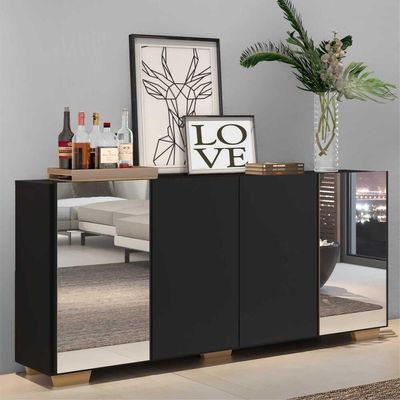 Aparador Buffet 4 Portas Vegas V3563 Preto/Natural