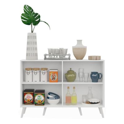 Aparador Buffet 4 Portas Retrô Viena V3606 Branco Branco