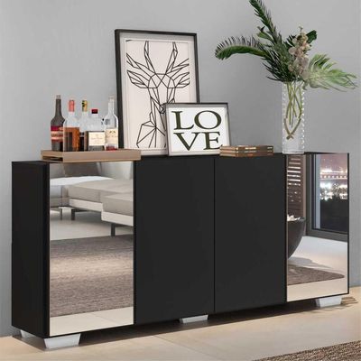 Aparador Buffet 4 Portas Vegas V3563 Preto/Branco
