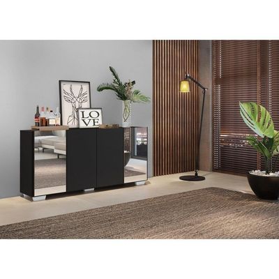 Aparador Buffet 4 Portas Vegas V3563 Preto/Branco