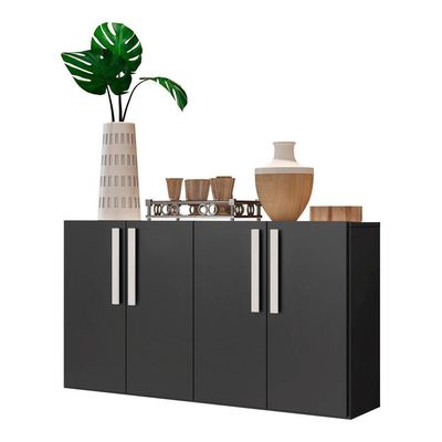 Aparador Buffet 4 Portas Viena V3604 Preto/Branco