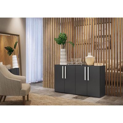 Aparador Buffet 4 Portas Viena V3604 Preto/Branco