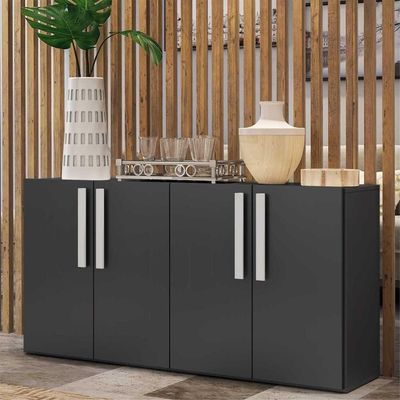 Aparador Buffet 4 Portas Viena V3604 Preto/Branco