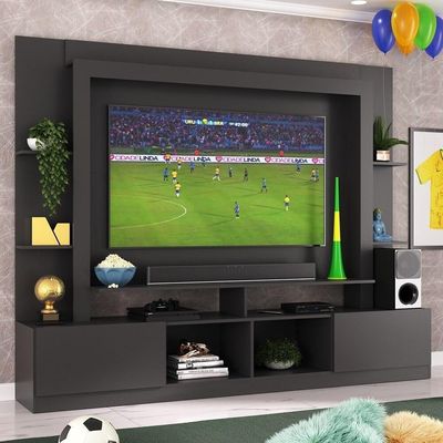 Rack Estante+Painel Tv 65" E Catar Br3395 Preto