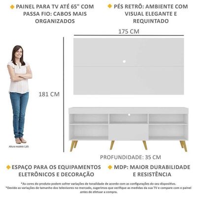 Rack Com Painel Tv 65" Retrô Flórida Up Multimóveis V1042