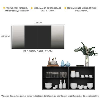 Aparador Buffet 4 Portas Vegas Multimóveis V3561 Preto