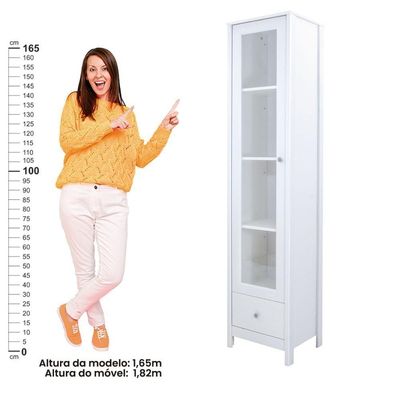 Cristaleira Ditália 1 Porta De Vidro 1 Gaveta E-962 Branco
