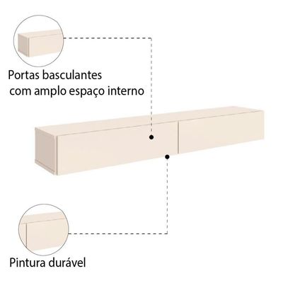 Rack Suspenso Para Painel Ou Tv Até 75" 2 Portas 2,00m
