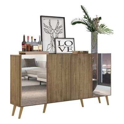 Aparador Buffet 4 Portas Suspenso Viena V3605 Rustic/Preto