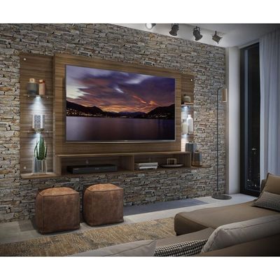 Painel Tv 60" Com 4 Leds Vegas Multimóveis V3396 Madeirado