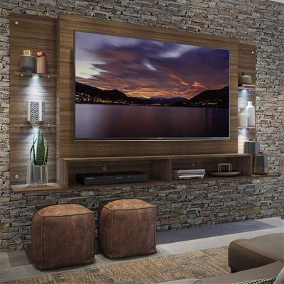 Painel Tv 60" Com 4 Leds Vegas Multimóveis V3396 Madeirado