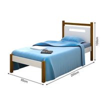 Cama De Solteiro Design Eloa Branco Com Amêndoa Branco