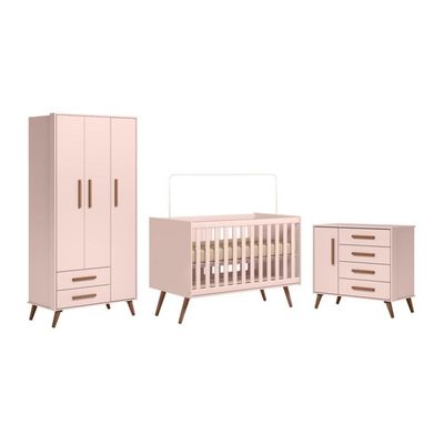 Kit Quarto De Bebe Retro Atlanta Rosa