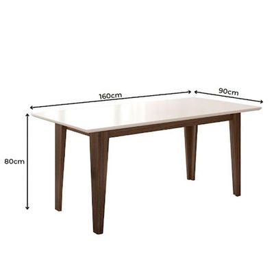 Conjunto Sala De Jantar Mesa Liz 6 Cadeiras Jade Poliman Amêndoa Com Off White