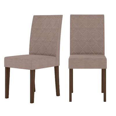 Conjunto Sala De Jantar Mesa Liz 6 Cadeiras Jade Poliman Amêndoa Com Off White