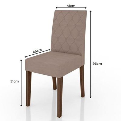 Conjunto Sala De Jantar Mesa Liz 6 Cadeiras Jade Poliman Amêndoa Com Off White