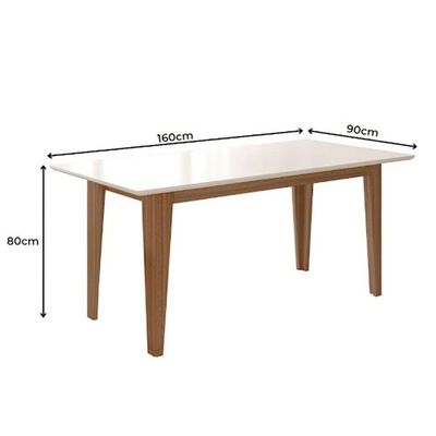 Conjunto Sala De Jantar Mesa Liz 6 Cadeiras Jade Poliman Carvalho Com Off White