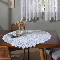 Toalha Mesa Redonda Renda Interlar Dogwood Branco 100cm