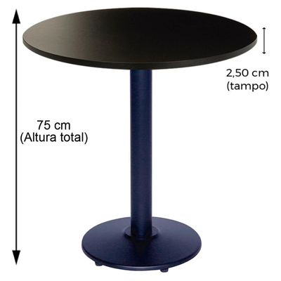 Mesa Zeta 77,50 Cm (Altura) Com Tampo Em Mdp Redonda 60 Cm Preto