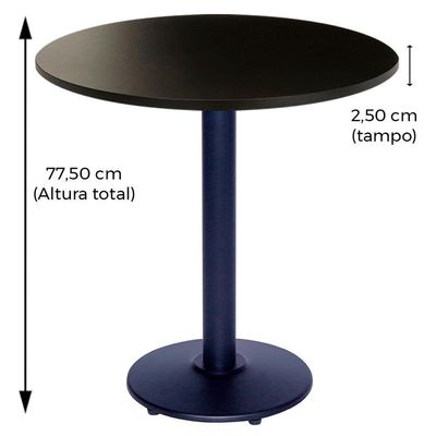 Mesa Zeta 77,50 Cm (Altura) Com Tampo Em Mdp Redonda 60 Cm Preto