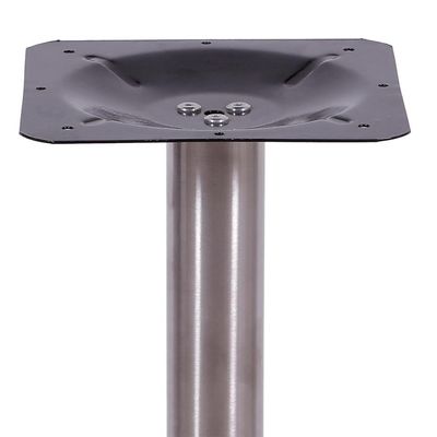 Mesa Beta Em Inox 75 Cm (Altura) Com Disco Redondo Com Tampo Em Mdp Quadrado 80 Cm Preto