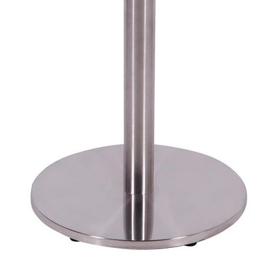 Mesa Beta Em Inox 75 Cm (Altura) Com Disco Redondo Com Tampo Em Mdp Redondo 80 Cm Branco