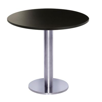 Mesa Beta Big Em Inox 75 Cm (Altura) Com Disco Redondo Com Tampo Em Mdp Redonda 70 Cm Preto