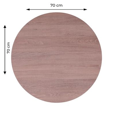 Mesa Beta Big Em Inox 75 Cm (Altura) Com Disco Redondo Com Tampo Em Mdp Redonda 70 Cm Imbuia