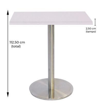 Mesa Bistrô Beta 112,50 Cm (Altura) Com Tampo Em Mdp Quadrado 80 Cm Branco