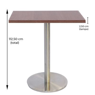 Mesa Bistrô Beta 112,50 Cm (Altura) Com Tampo Em Mdp Quadrado 60 Cm Imbuia