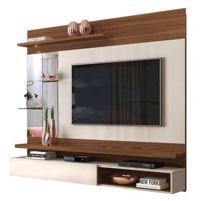 Painel Para Tv Klaus Com Espelhos Caiena Creme
