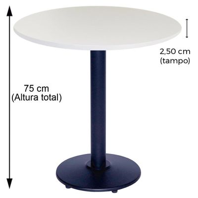 Mesa Zeta 77,50 Cm (Altura) Com Tampo Em Mdp Redonda 60 Cm Branco