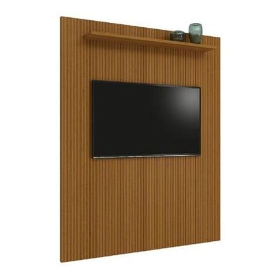 Painel Para Tv Até 75 Polegadas Ripado Impressão 3d Egeo Com Prateleira 1,80m Cedro Edn Cedro