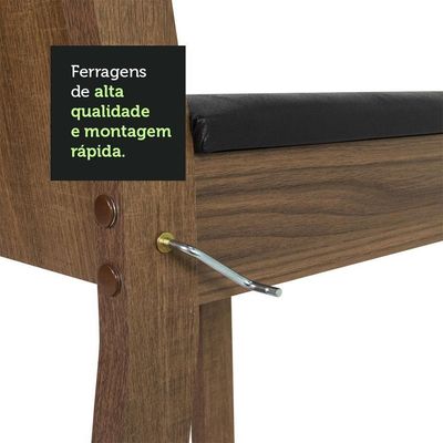 Conjunto Sala De Jantar Mesa Tampo De Madeira 6 Cadeiras Rustic/crema/preto