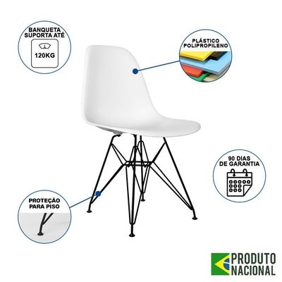 Mesa Industrial Base Ferro Preto Tampo 137X90 Canela 4 Cadeiras Ferro Preto Assento Branco Marrom