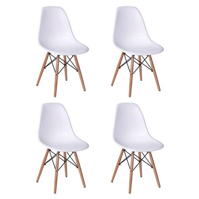 Conjunto De Mesa De Jantar Redonda 90Cm Tampo De Vidro Com 4 Cadeiras Brancas