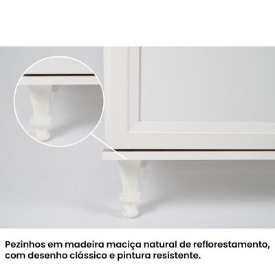 Aparador Buffet Ditália 2 Gavetas 2 Portas Branco Branco