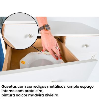 Aparador Buffet Ditália 2 Gavetas 2 Portas Branco Branco