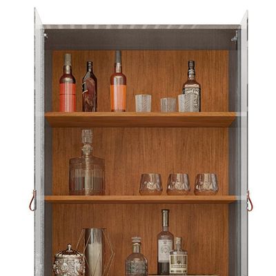Barzinho 2 Portas 50522 E Cristaleira Para Sala 50519 Cinza Perola Cedro Dcasa Cinza Perola Cedro