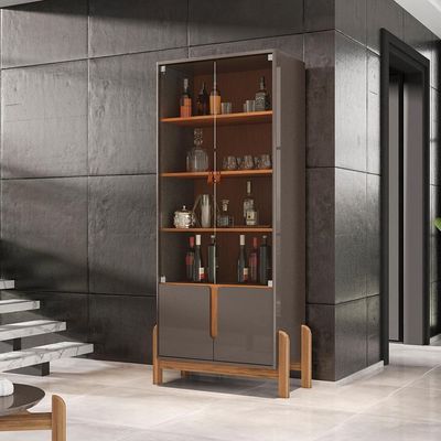Barzinho 2 Portas 50522 E Cristaleira Para Sala 50519 Cinza Perola Cedro Dcasa Cinza Perola Cedro