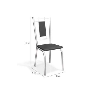 Cadeira Sala de Jantar Florença 2C005 Kit 2 Un Cromado/Courano Preto - Kappesberg