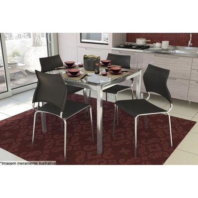 Mesa de Sala Jantar Reno M002 + Tampo Vidro 90X90cm Polipropileno Preto - Kappesberg