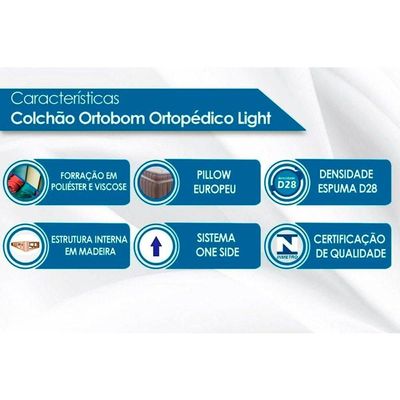 Colchão Casal Ortopédico Ortobom + Cama Invicta Branco