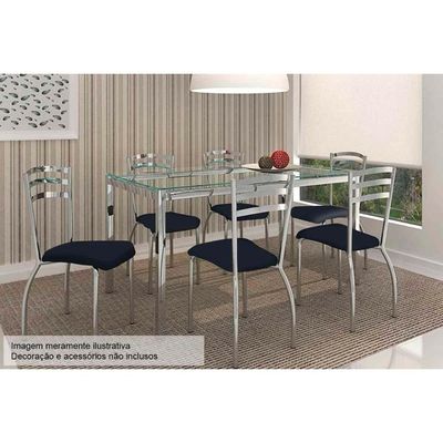 Mesa de Sala Jantar Reno M001 + Tampo Vidro 150x80cm Cromado - Kappesberg