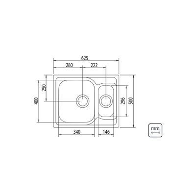 Cuba de Sobrepor Tramontina Marea 1.5 C 34 R em Aço Inox Acetinado com Válvula 62 x 50 cm