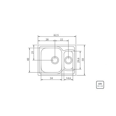Cuba de Sobrepor Tramontina Marea 1.5 C 34 em Aço Inox Acetinado com Válvula 62 x 50 cm