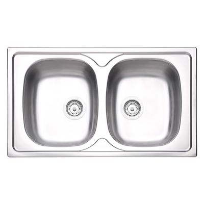 Cuba de Sobrepor Tramontina Sigma 2 Cubas em Aço Inox Pré-polido 86 x 50 cm com Válvula
