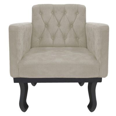 Kit Diva Recamier Azura 160Cm Lado Esquerdo E 02 Poltronas Classic Linho - Doce Sonho Móveis Bege